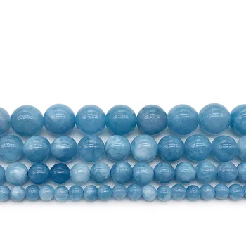 4 6 8 10 12 mm Prirodni Kamen Mat Elegantan Plavi Akvamarin Ангелит Nit Perle Okrugle Perle za Izradu Nakita Narukvica i Ogrlica