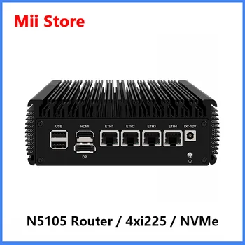 5 generacije 2,5 g Mekog mini-router Celeron N5105 N6005 Quad core 2 * DDR4 NVMe SSD 4 Intel i226 Nics TPM HDMI2.0 DP Router PC