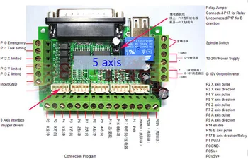 5-Osni adapter Sučelje CNC Pregrada Naknada Za Stepper motor Mach3 + USB kabel, kontroler mach3 CNC