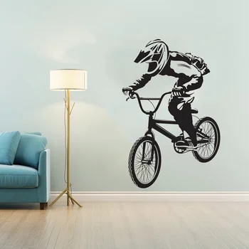 BMX bicikl je Bicikl Dječaci vinil naljepnica na zid Oznaka Spavaća soba Art Dekor Doma dnevni boravak Pozadina zidni ukras zidno slikarstvo