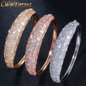 CWWZircons Elitni Brand Za Žene Jewelry Intimne Pribor Sjajna Kubni Cirkonij Dubai Rose Gold Boja Veliko Vjenčanje Narukvice BG023