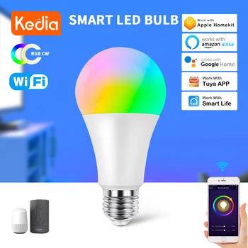 Kedia Wifi Pametna Žarulja E27/E26/B22 Led RGB Svjetiljka + C + W Kućna Lampa sa podesivim ona Glasovno Upravljanje Apple Homekit Veza Ukrasni Svijećnjak