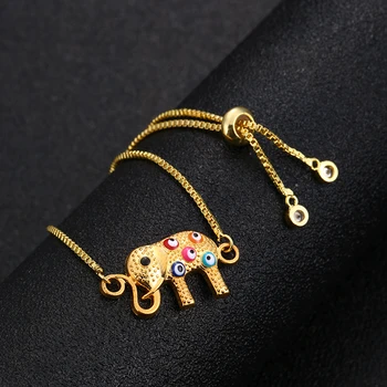 Moda zlatni šarm djevojka narukvica ženski fin nakit sretan očiju slon narukvica prijateljstva dar u rasutom stanju