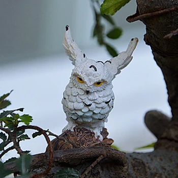 NOVI Mini Figurica Sova Soba Dekor Božićno Simulacija Životinja, Ptica, Krajolik je Genshin Impact Vilinski Vrt Home Dekor Od Smole