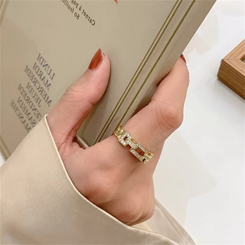 Otvoreni Prsten Za Žene Moda 2022 Novi Geometrijski Luksuzni Cirkon Pojedinim Prsten Nakit Ženske Korejski Večernje Poklon Pribor