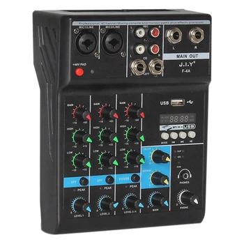 Prijenosni Audio Mixer Profesionalni 4 Kanalni Bluetooth DJ Mikser Konzola S Efekt Odjeka Za Karaoke USB Live Stage KTV