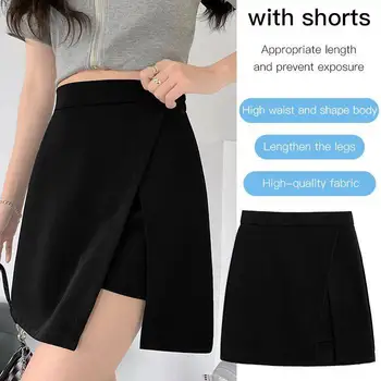 Vanjski Crna Mini Suknja S Visokim Strukom, Suknja Trapeznog Oblika, Moderan Svakodnevne Ljetne Suknje za Žene