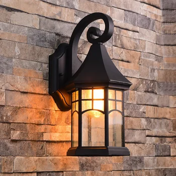 Žarulja E27 Starinski Zidna Svjetiljka Vanjska Rasvjeta LED Ulični Garden Villa je Trijem Svjetla Vodootporan Za Vrt Brončane Svjetiljke Rasvjeta