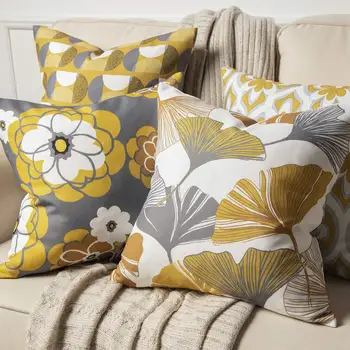 Žuto-siva geometrijski uzorak latica lanena jastučnica torbica za диванной jastuci ukras kuće možete konfigurirati za vas 40x40 45x45